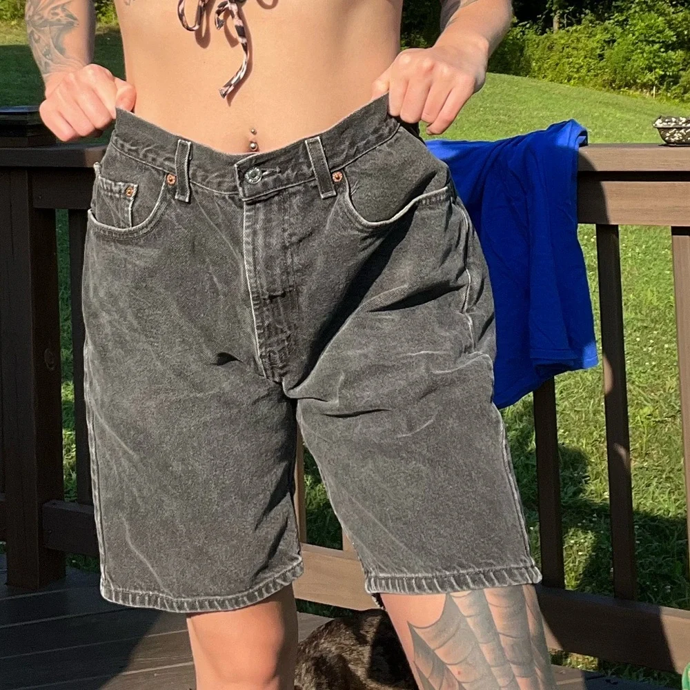 Gray Denim Shorts - Picture 2 of 4
